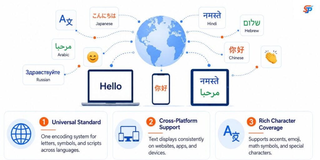 Illustration explaining the role of Unicode in generating small text styles