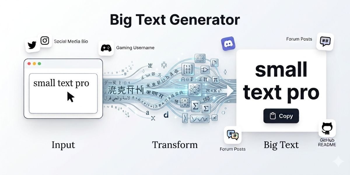 Big text generator interface showing input box and live text preview
